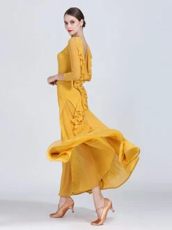 Ballroom Dance Costumes Silk Ruffle Backless Dress Dancer Women Dancing Wear -Dresses Store 20191111144049948740
