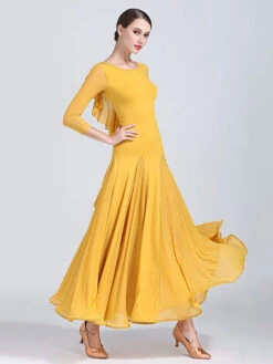 Ballroom Dance Costumes Silk Ruffle Backless Dress Dancer Women Dancing Wear -Dresses Store 201911111440506102007