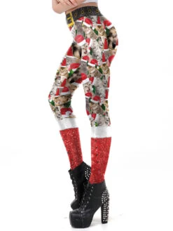 Women Christmas Legging Red Christmas Pattern Skinny Leg Pant Holidays Costumes -Dresses Store 201911151606337845896