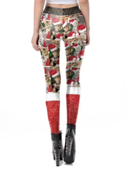 Women Christmas Legging Red Christmas Pattern Skinny Leg Pant Holidays Costumes -Dresses Store 201911151606343889228