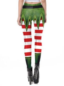 Women Christmas Leggings Christmas Tree Print Green Holiday Skinny Leg Pant -Dresses Store 201911181434536728619