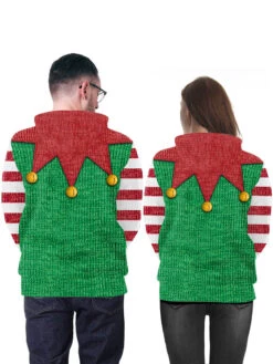 Ugly Christmas Sweater Print Long Sleeve Hoodie Top -Dresses Store 201911181741525991929