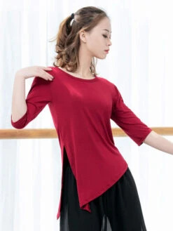 Dance Uniform Costumes Top Slit Irregular Modal Women Dancing Performance Wears Carnival