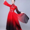 Women Chinese Costumes Embroidered Ombre Stand Collar Red Asian Holidays Costumes -Dresses Store 201911301346211491840