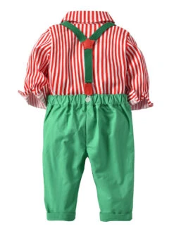 Kid Christmas Set Stripe Bow Green 2 Piece Holidays Costumes -Dresses Store 201912021453368405642