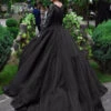 Gothic Wedding Dresses Princess Silhouette Long Sleeves Lace Taffeta Court Train Vintage Bridal Gown -Dresses Store 201912041432228154444