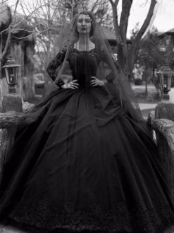 Gothic Wedding Dresses Princess Silhouette Long Sleeves Lace Taffeta Court Train Vintage Bridal Gown -Dresses Store 201912041432234791328