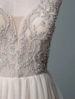 Simple Wedding Dress A-Line V Neck Sleeveless Applique Beaded Floor Length Bridal Dresses Free Customization -Dresses Store 202001131356112932928