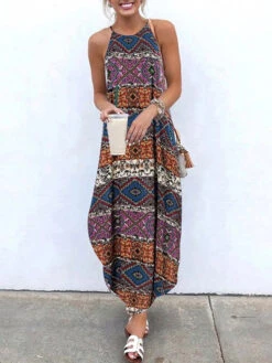 Boho Maxi Dress Women Sleeveless Printed Long Dress 10 Boho Maxi Dress Women Sleeveless Printed Long Dress -Dresses Store 20200716134517993372