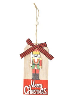 Christmas Decorations Wooden Walnut Soldier Pendant Wooden Letter Card Pendant Christmas Bow Pendant -Dresses Store 202011091727126992010