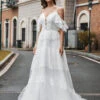 Boho Wedding Dress Lace A-Line V-Neck Line Beaded Gown Free Customization -Dresses Store 202011301322107304769