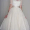 Wedding Dresses A Line Short Sleeves Sash Jewel Neck Short Bridal Dresses Free Customization -Dresses Store 202012221739204443909