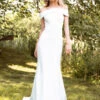 White Simple Mermaid Causal Wedding Dress Bateau Neck Sleeveless Backless Satin Fabric Long Bridal Gowns Free Customization