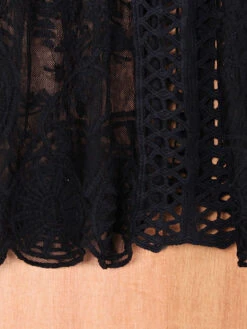 Black Cover Ups For Women Cut Out V Neck Short Sleeves Stretch Lace Summer Beach Bathing Suits For Women -Dresses Store 202105071931224603965