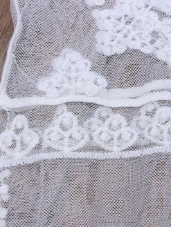 Cover Ups White Pleated Jewel Neck Half Sleeves Convertible Lace S -Dresses Store 20210507193206516303