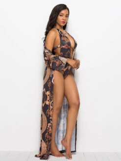 Monokini Swimsuits Black V Neck High Waisted Summer Beach Bathing Suits For Women -Dresses Store 202105270847329074150