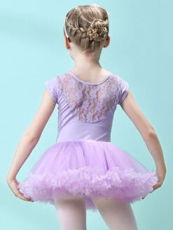 Ballet Dress Pink Women's Kid's Dancer Cut Out Ruffles Artwork Pleated Cotton Blend Dress Tunic Performance Wear -Dresses Store 202106221029084023413