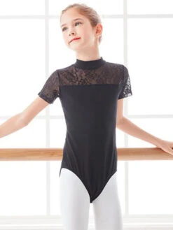 Ballet Dress Black Women's Kid's Ballerina Lace Pleated Artwork Backless Cotton Blend Jumpsuit Jumpsuit Performance Wear
