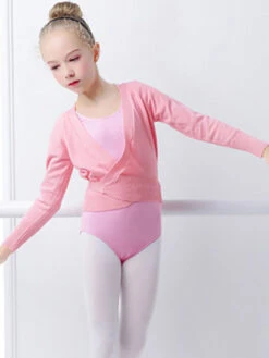 Ballet Dance Costumes Pink Women's Kid's Dancer Pleated Lace Up Artwork Pleated Cotton Blend Overcoat Top Dancing Wear