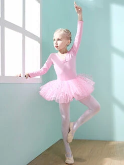 Ballet Dance Costumes Pink Women's Kid's Dancer Cut Out Ruffles Polka Dot Pleated Cotton Blend Dress Tunic Performance Wear -Dresses Store 20210622103024253656