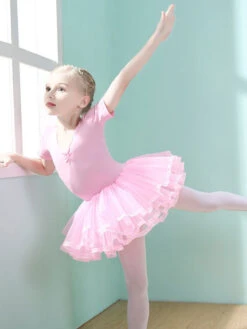 Ballet Dress Lilac Women's Kid's Dancer Cut Out Ruffles Artwork Pleated Cotton Blend Dress Tunic Performance Wear -Dresses Store 202106221030288171938