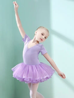 Ballet Dress Lilac Women's Kid's Dancer Cut Out Ruffles Artwork Pleated Cotton Blend Dress Tunic Performance Wear -Dresses Store 20210622103029174595