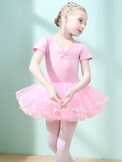 Ballet Dress Lilac Women's Kid's Dancer Cut Out Ruffles Artwork Pleated Cotton Blend Dress Tunic Performance Wear -Dresses Store 202106221030295181239