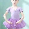 Ballet Dress Lilac Women's Kid's Dancer Cut Out Ruffles Artwork Pleated Cotton Blend Dress Tunic Performance Wear