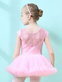 Ballet Dress Pink Women's Kid's Dancer Cut Out Ruffles Artwork Pleated Cotton Blend Dress Tunic Performance Wear -Dresses Store 202106221030436117589