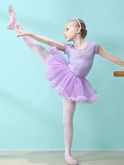 Ballet Dress Pink Women's Kid's Dancer Cut Out Ruffles Artwork Pleated Cotton Blend Dress Tunic Performance Wear -Dresses Store 202106221030445501066