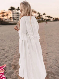 Pink V Neck Short Sleeves Chiffon Cover Ups For Women 13 Pink V Neck Short Sleeves Chiffon Cover Ups For Women -Dresses Store 202107081703559232674