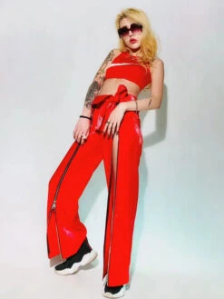 Jazz Dance Costumes Women's Fur Pants Top Dancing Wear