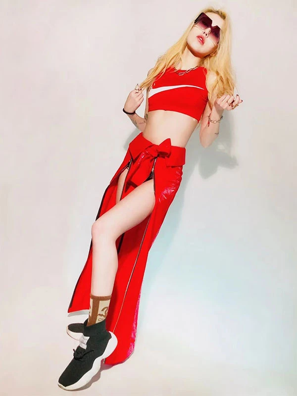 Jazz Dance Costumes Women's Fur Pants Top Dancing Wear 4 Jazz Dance Costumes Women's Fur Pants Top Dancing Wear - Image 2