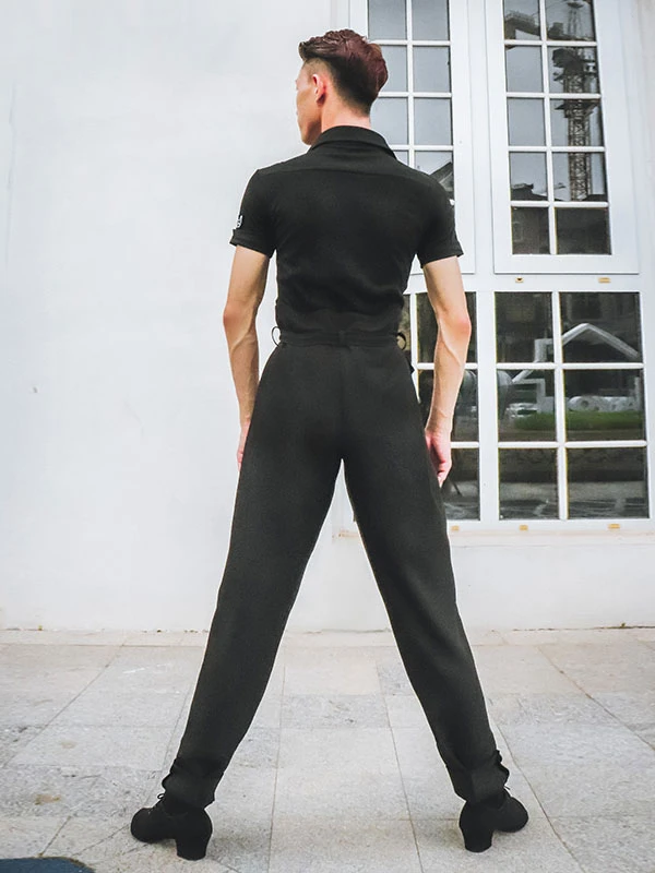 Men Latin Dance Pants Black Polyester Bottoms Adults Dancing Wear 4 Men Latin Dance Pants Black Polyester Bottoms Adults Dancing Wear - Image 2