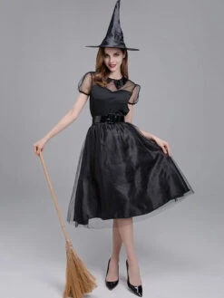 Halloween Witch Costumes For Women Black Scary Short Dress Gloves Polyester Holidays Costumes -Dresses Store 202108201721417282937