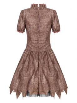 Halloween Zombie Costumes For Women Light Brown Scary Dress Headwear Polyester Holidays Costumes -Dresses Store 202108201721490495552