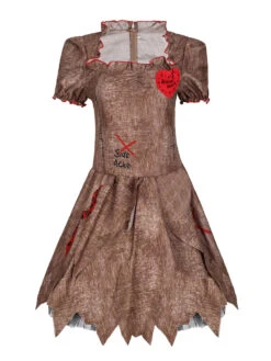 Halloween Zombie Costumes For Women Light Brown Scary Dress Headwear Polyester Holidays Costumes -Dresses Store 202108201721501476321