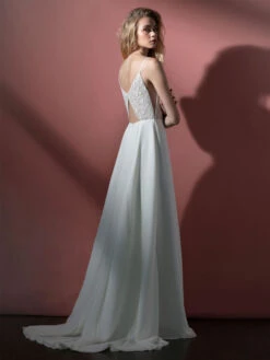 White Simple Causal Wedding Dress V-Neck Sleeveless Lace Chiffon A-Line Bridal Gowns Free Customization -Dresses Store 202108221224243967160