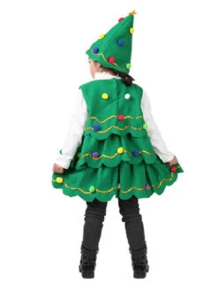 Christmas Green Santa Tree Costume Polyester Fiber Hat Dress Christmas Holidays Costumes Full Set -Dresses Store 202110281517285215833