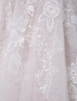 Light Pink Simple Wedding Dress A-Line V-Neck Sleeveless Backless Long Lace Bridal Gowns Free Customization -Dresses Store 202110301540274973919