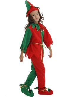 Kids Christmas Costume Red Polyester Fiber Top Hat Pants 3-Piece Set Christmas Holidays Costumes -Dresses Store 202110302010353315664