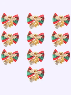 Green Christmas Bell Bowknot Props Polyester Fiber Christmas Holidays Costumes Props -Dresses Store 202110311920108922737