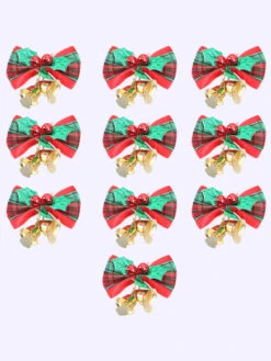 Green Christmas Bell Bowknot Props Polyester Fiber Christmas Holidays Costumes Props -Dresses Store 202110311920112324458
