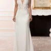 White Simple Mermaid Wedding Dress V-Neck Sleeveless Backless Lace Bridal Gowns Free Customization -Dresses Store 202111031126079391393