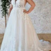 White Simple Wedding Dress A-Line V-Neckline Sleeveless Backless Lace Bridal Gowns Free Customization -Dresses Store 20211103112613789290