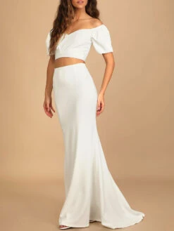 White Engagement Dress 2023 Off The Shoulder Short Sleeves Zipper With Train Long Cheap Bridal Dress Free Customization 7 White Engagement Dress 2023 Off The Shoulder Short Sleeves Zipper With Train Long Cheap Bridal Dress Free Customization -Dresses Store 202111031433114634043