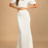 White Engagement Dress 2023 Off The Shoulder Short Sleeves Zipper With Train Long Cheap Bridal Dress Free Customization -Dresses Store 202111031433117945798