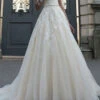 Ecru White Simple Wedding Dress With Train Lace Strapless Sleeveless Backless Lace A-Line Bridal Gowns Free Customization -Dresses Store 202111161700240647649