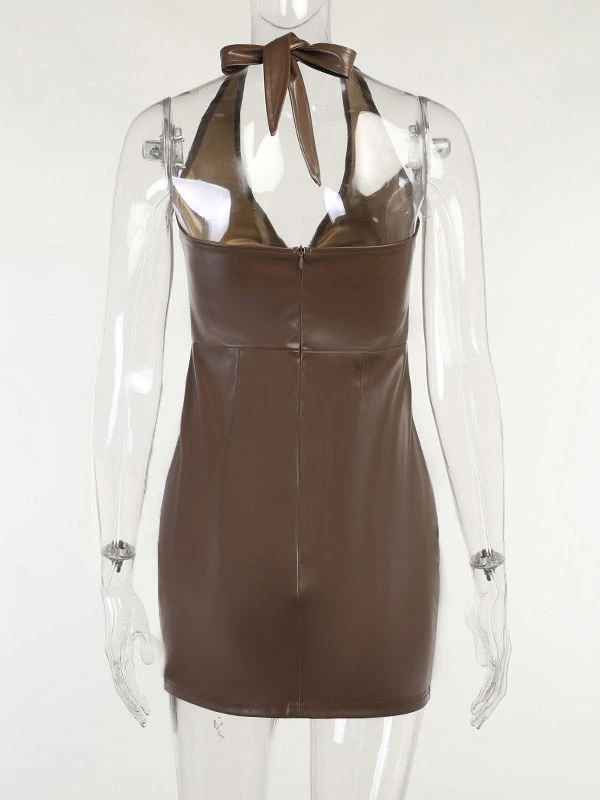 Birthday Bodycon Dresses Coffee Brown Halter Neck Sleeveless Coffee Brown Sexy Sheath Dress 10 Birthday Bodycon Dresses Coffee Brown Halter Neck Sleeveless Coffee Brown Sexy Sheath Dress - Image 8