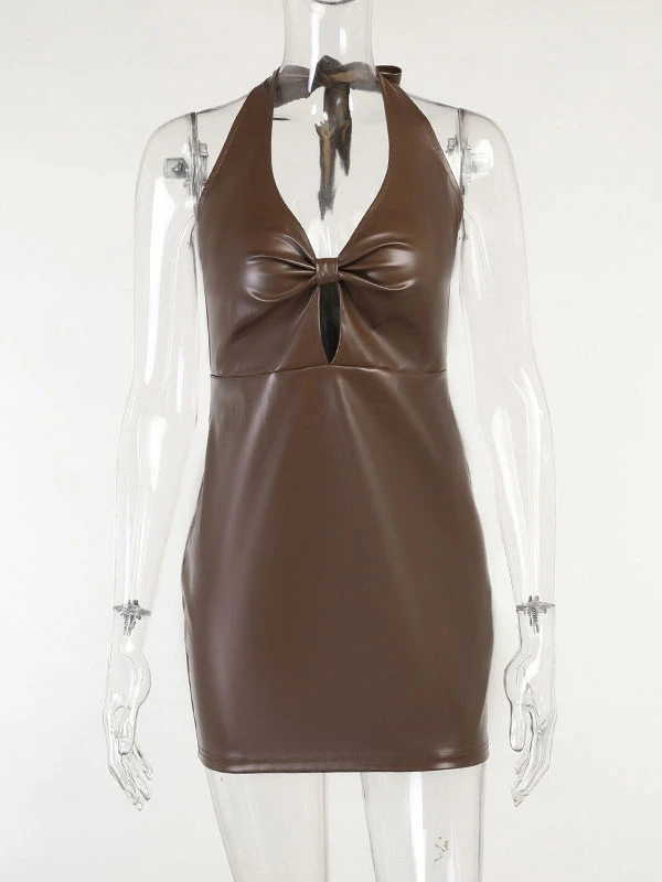 Birthday Bodycon Dresses Coffee Brown Halter Neck Sleeveless Coffee Brown Sexy Sheath Dress 9 Birthday Bodycon Dresses Coffee Brown Halter Neck Sleeveless Coffee Brown Sexy Sheath Dress - Image 7